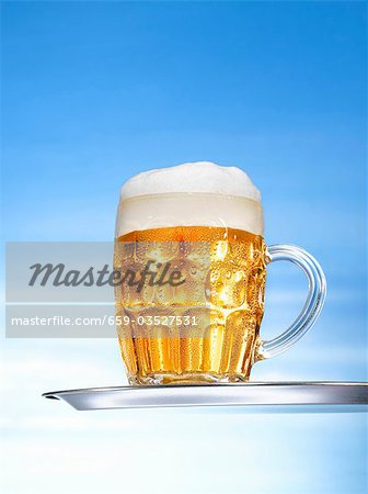 Lager in glass mug Lager in glass mug