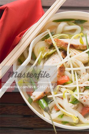 Spicy noodle soup with chicken and vegetables (Asia) Spicy noodle soup with chicken and vegetables (Asia)