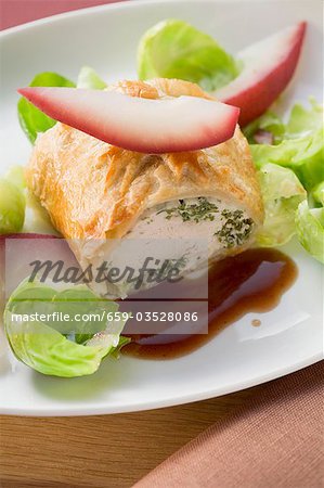 Turkey fillet with herb stuffing en croute