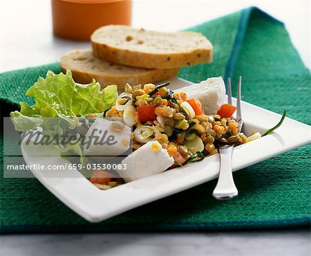 Salade de lentilles au fromage de chèvre frais