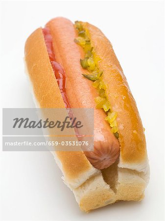 Ein Hot Dog (Nahaufnahme)