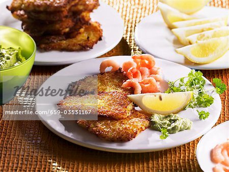 Rösti with shrimps