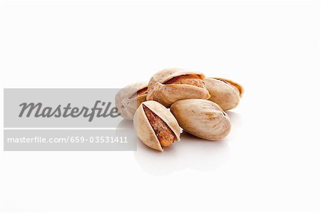 Several pistachios (salted and roasted)