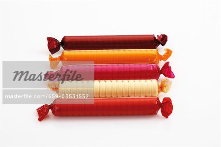 Packets of glucose tablets (different colours)