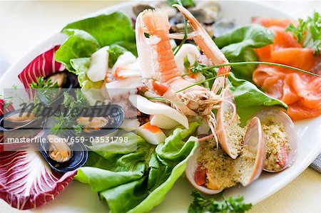 Antipasti of assorted seafood
