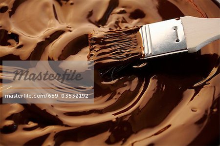 Brushing melted chocolate