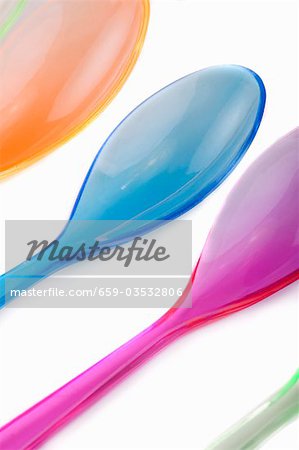 Coloured plastic spoons