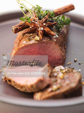 Loin of venison with herbs and spices