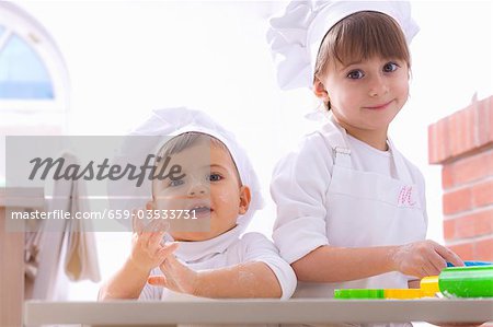 Two girls baking