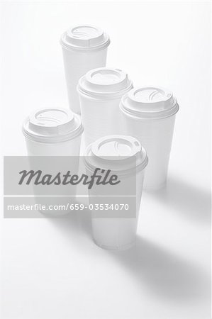 Several plastic coffee cups