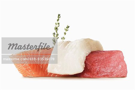Two Types of Fresh Fish with Thyme Sprig
