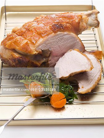 Roast pork with crackling, with vegetables