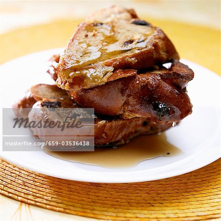 Cinnamon Raisin French Toast with Maple Syrup