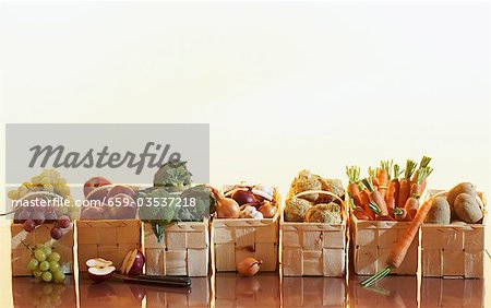 Fruit and vegetables in baskets