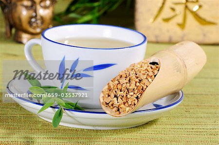 Cup of chickweed root tea (Stellaria root, Yin Chai Hu, China)
