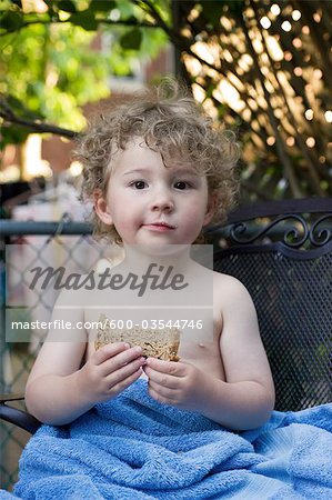 Little Boy Eating a Sandwich, Toronto, Ontario, Canada