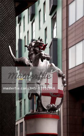 Dragon guarding most northely boundary of City of London at junction of Goswell Road and Baltic Street West, London.