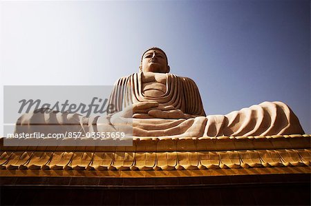 Low angle view of a statue of Buddha, The Great Buddha Statue, Bodhgaya, Gaya, Bihar, India