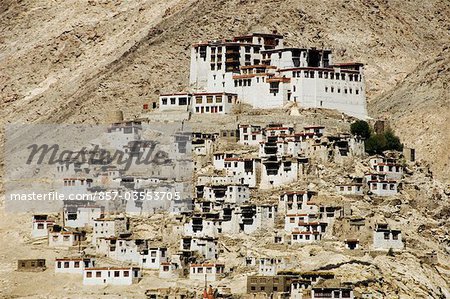 Monastery in mountains, Chemerey Monastery, Ladakh, Jammu and Kashmir, India