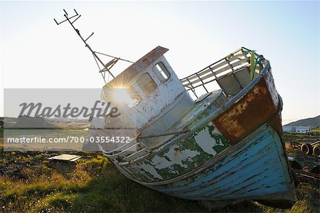 Old Boat on Shore, Grindavik, Reykjanes Peninsula, Iceland