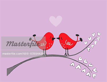 Illustration of Birds Kissing Illustration of Birds Kissing