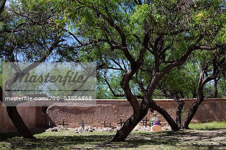 Cimetière au parc historique National de Tumacacori, Santa Cruz County, Arizona, USA