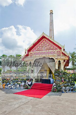 Buddhist Crematorium on the day of Buddhist Cremation Ceremony at Wat Dam Pia,  Ubon Ratchatani, Thailand