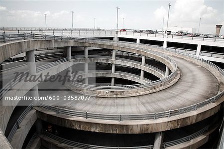 Highway and Ramp to Public Parking Garage, Houston, Texas, USA