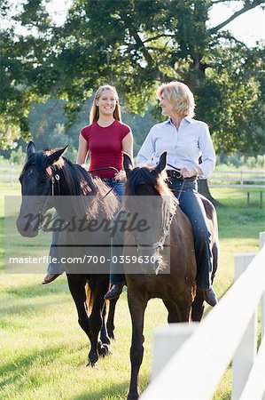 Mother and Daughter Horseback Riding