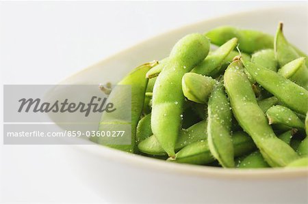 Bowl of Cooked Green Soybeans