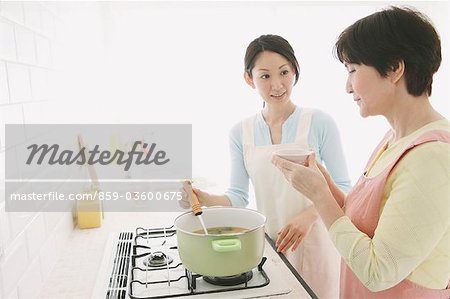 Mother And Daughter In Kitchen