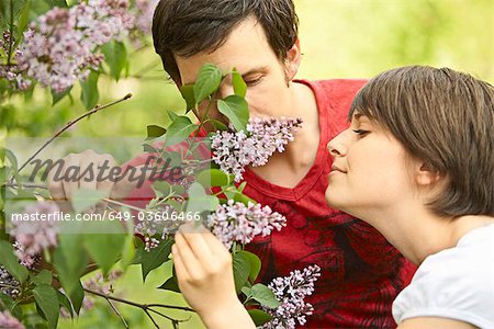 Young romantic couple in a park