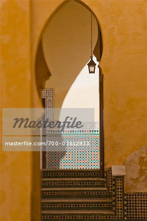 Porte d'entrée dans le mausolée de Moulay Ismail, Meknes, Maroc