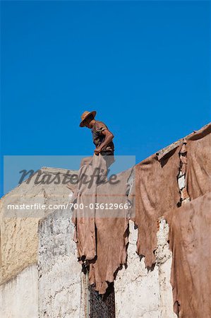 Arbeiter an Gerberei, Fez, Marokko