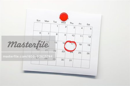 Calendar with 17th Circled