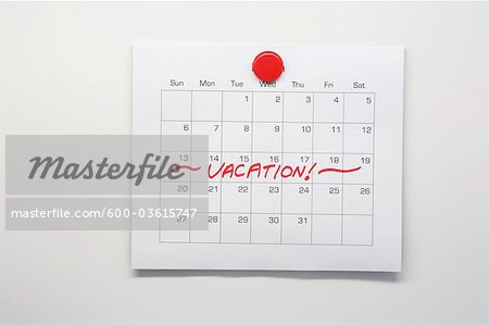 Calendar with Vacation Marked