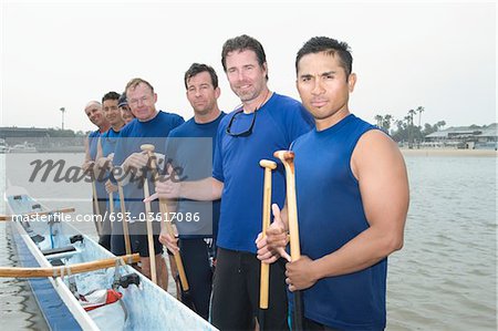 Outrigger canoeing team, group portrait