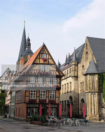 Historique place du marché, Quedlinburg, Harz, Harz, Saxe Anhalt Allemagne