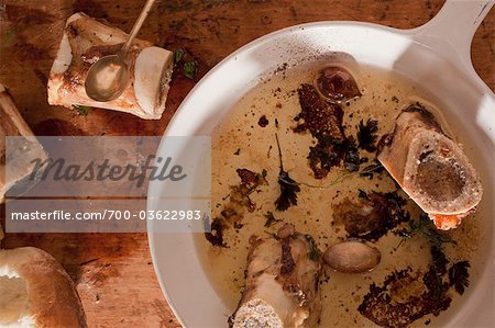 Still Life of Cooked Beef Marrow Bones in Pot