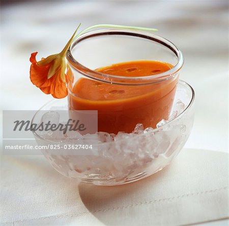 Chilled tomato and nasturtium soup