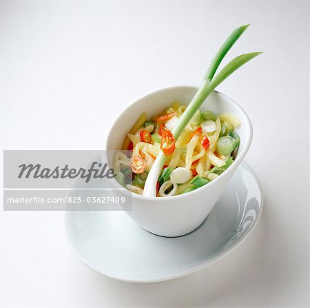 Chinese noodles with spring onions