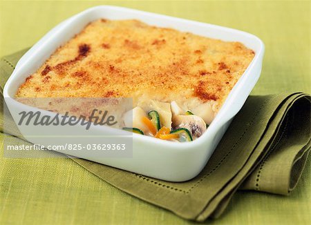 Scallop and vegetable Parmentier