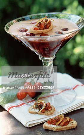 Cherry cream dessert with oranges