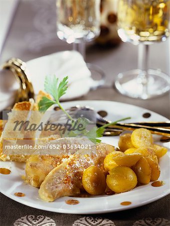 Foie gras with pan-fried mirabelle plums