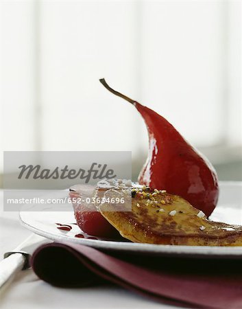 Pan-fried foie gras with pears