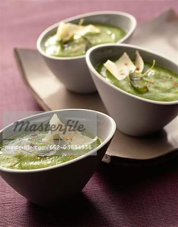 Broccoli soup with parmesan and sage