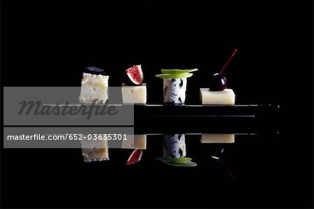 Assorted cheese and fruit delicacies