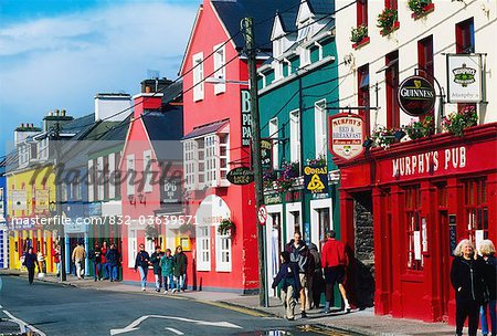 Dingle, Dingle Peninsula, Co Kerry, Ireland; Murphy's Pub And Shops In A Town