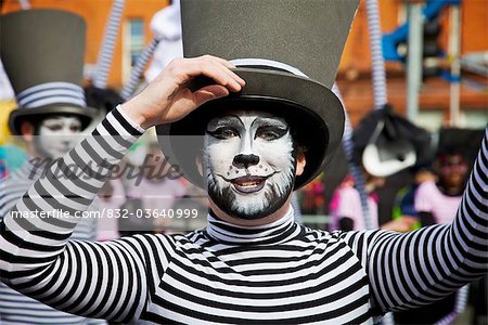 Dublin, Ireland; A Person Dressed In A Cat Costume On O'connell Street In A Parade