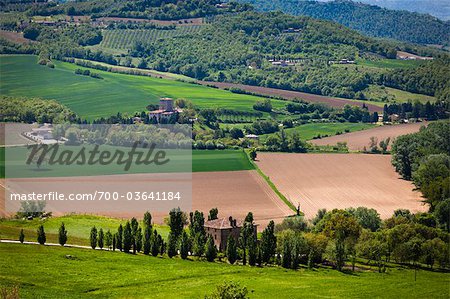 Vue d'ensemble des terres agricoles, Todi, en Ombrie, Italie